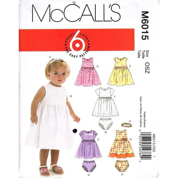 McCall's M6015 Infant Girls S to XL Dresses and Panties Sewing Pattern New - Picture 1 of 3